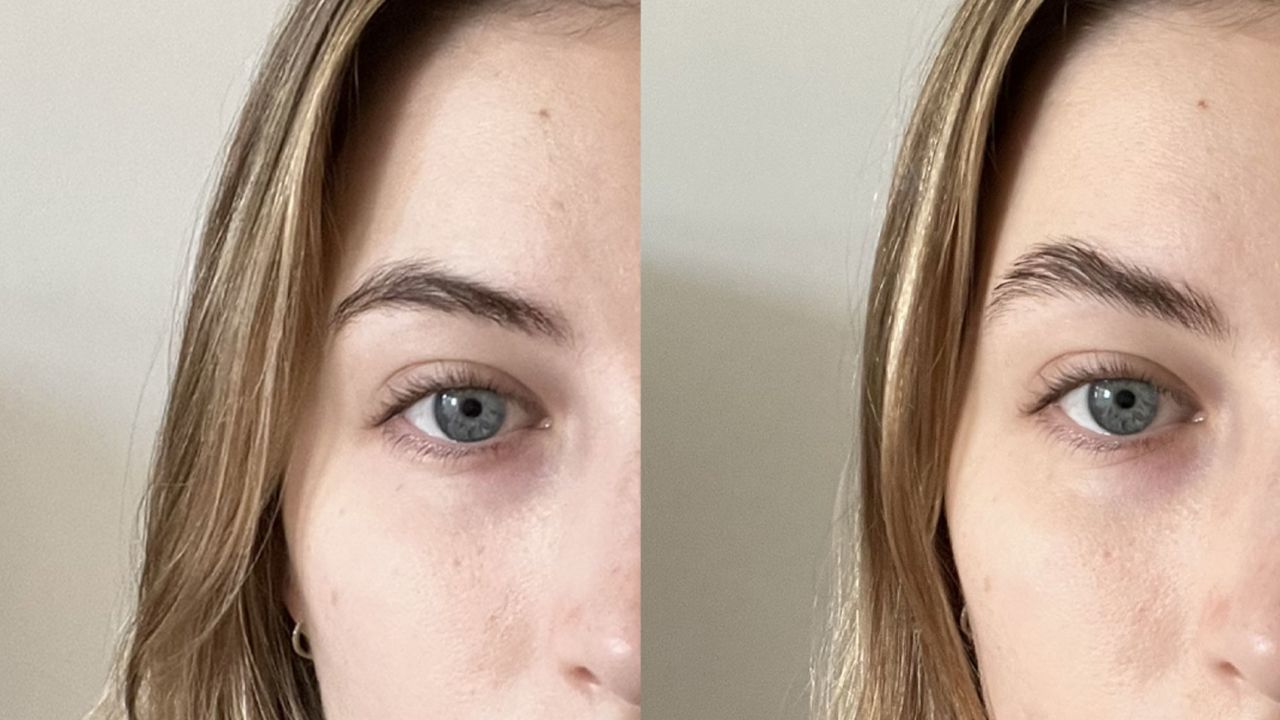 Left: No product. Right: With Brow Freeze.