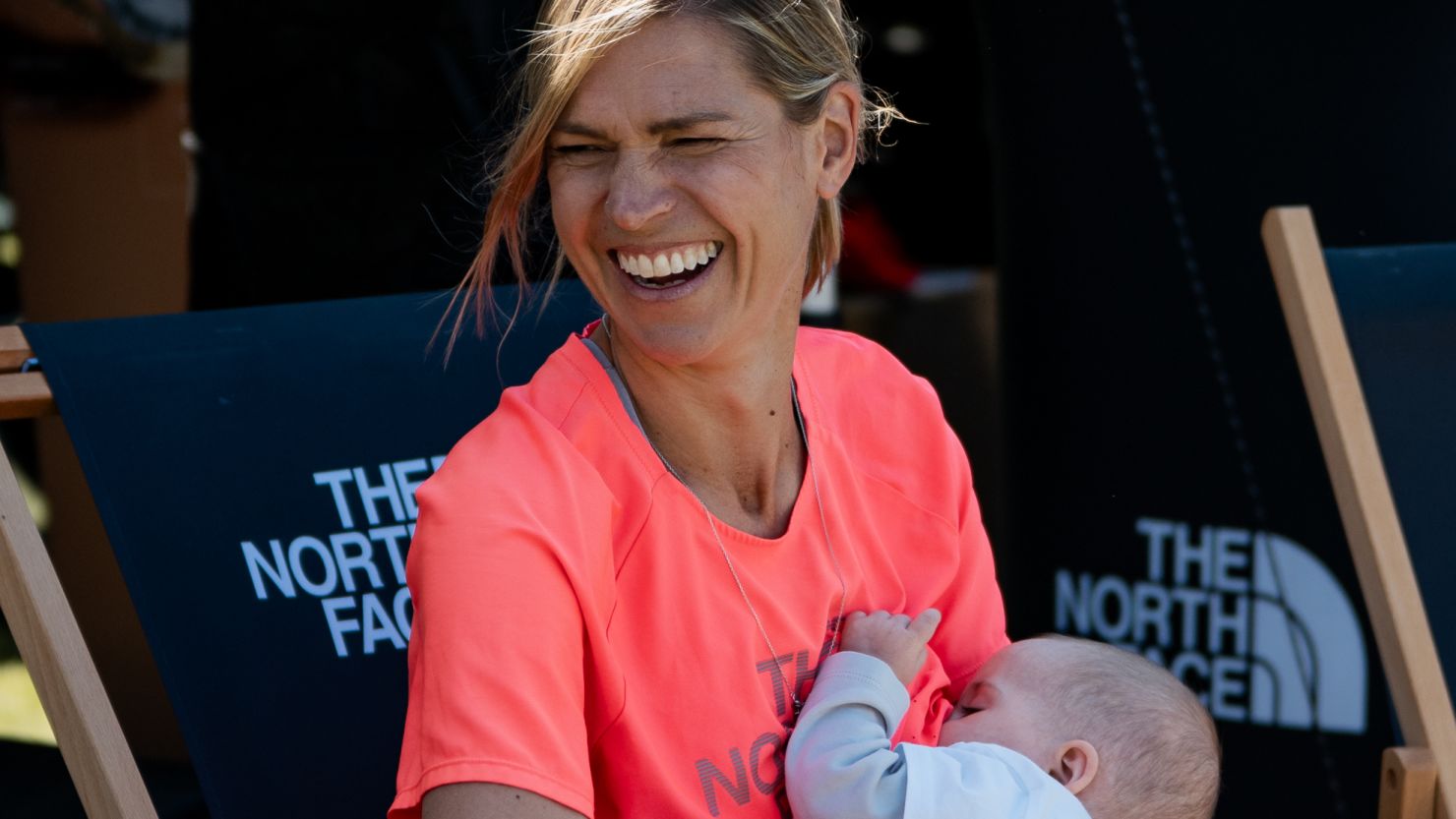 Stephanie Case stopped three times during the race to breastfeed her infant daughter.
