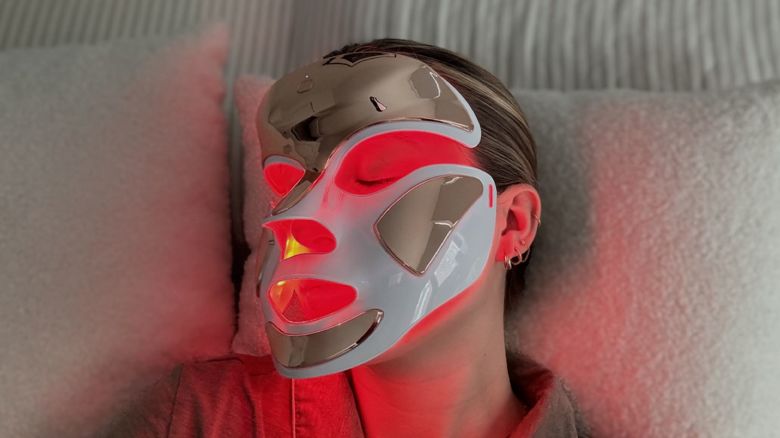 wearing the dr dennis gross red light mask