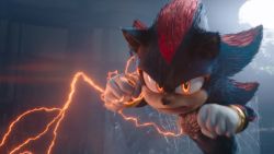 Shadow (Keanu Reeves) in Sonic the Hedgehog 3.