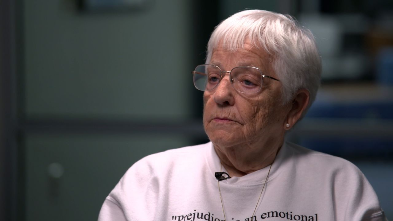 Jane Elliott is seen during an interview with CNN in 2019.