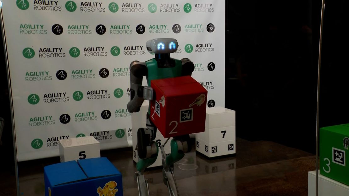 Agility Robotics' robot Digit showcased its ability to operate autonomously in front of a small audience Tuesday night.