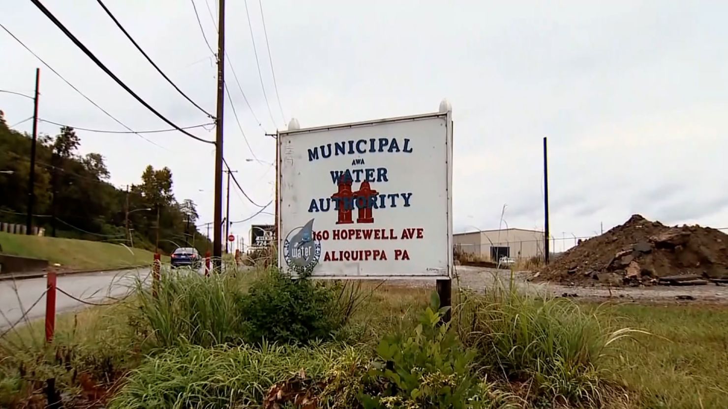 A sign for the Aliquippa Municipal Water Authority in Aliquippa, Pennsylvania.