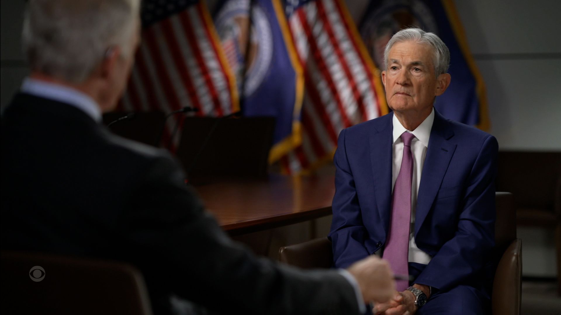 Federal Reserve Chair Jerome Powell during a CBS "60 Minutes" interview on Sunday night.