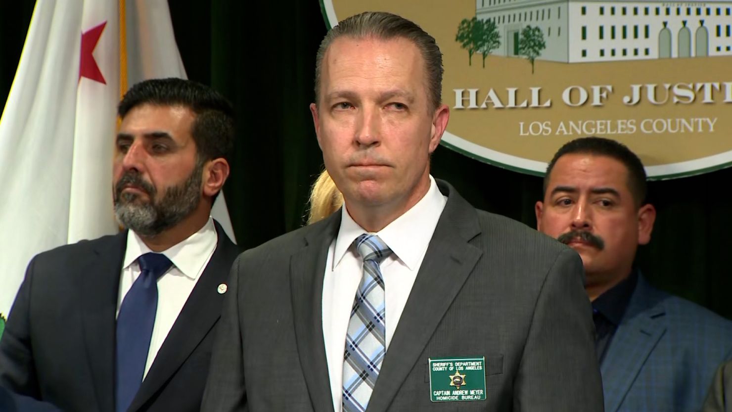Los Angeles County Sheriff’s Department Capt. Andrew Meyer speaks at a news conference Tuesday.