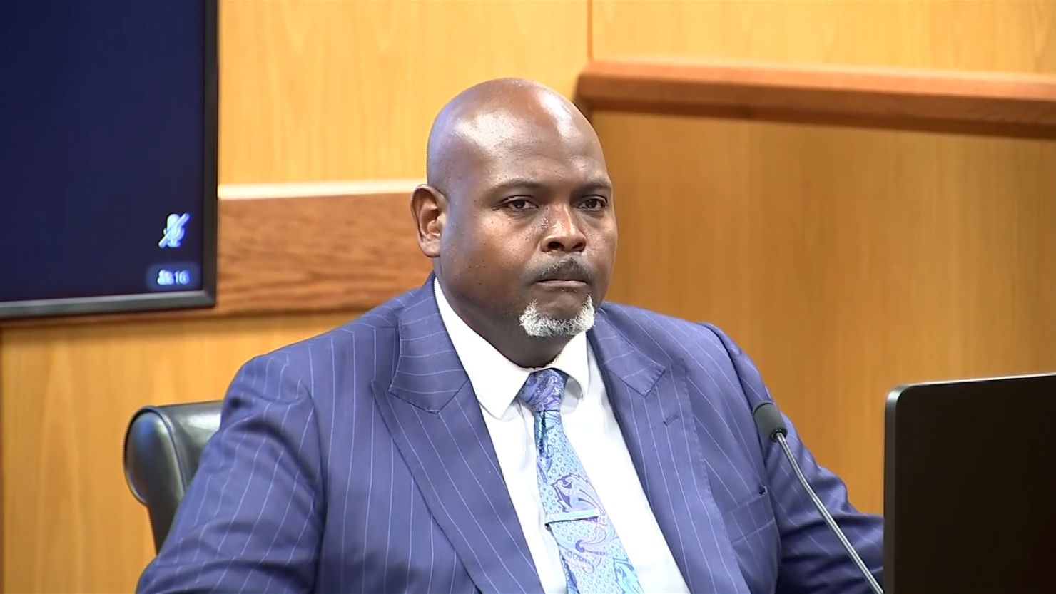 Terrence Bradley testifies during an evidentiary hearing on motions to dismiss Fulton County District Attorney Fani Willis from the Georgia election subversion case on February 23, 2024.