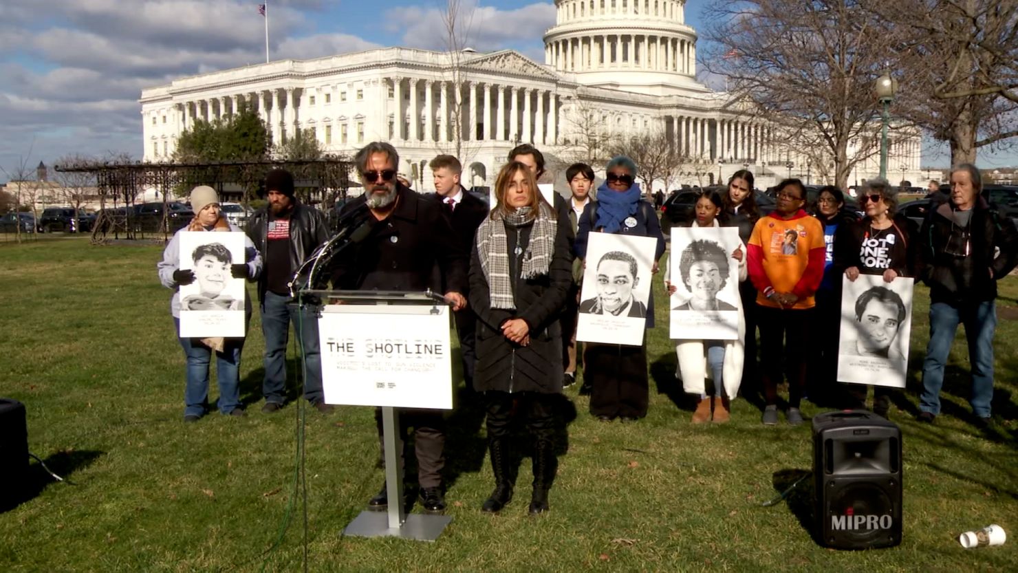 Organizers of The Shotline, a website where people can send AI voice messages to members of Congress to push for stricter gun control measures, at Capitol Hill last week.