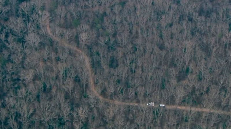 An aerial view of the area where a woman was found dead in Athens, Georgia, on February 22, 2024.