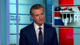 California Gov. Gavin Newsom is seen during an interview with Jake Tapper on February 23, 2024.