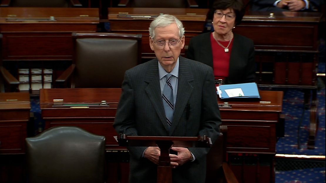 Mitch McConnell speaks on the Senate floor on Wednesday.