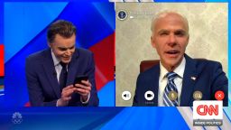 This screen grab from NBC's "Saturday Night Live" shows Michael Longfellow as California Gov. Gavin Newsom and Mikey Day as President Joe Biden during the “Inside Politics" Cold Open on March 2.