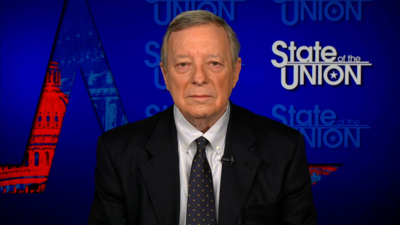 Senate Majority Whip Dick Durbin is pictured during an interview with CNN's "State of the Union" on March 3.