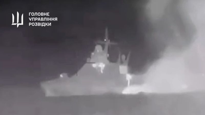 Ukraine’s drones hit another Russian warship, Kyiv says