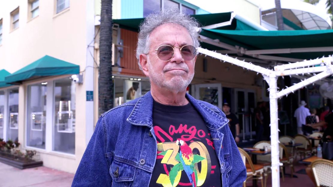 David Wallack outside Mango’s Tropical Cafe on Ocean Drive in South Beach.