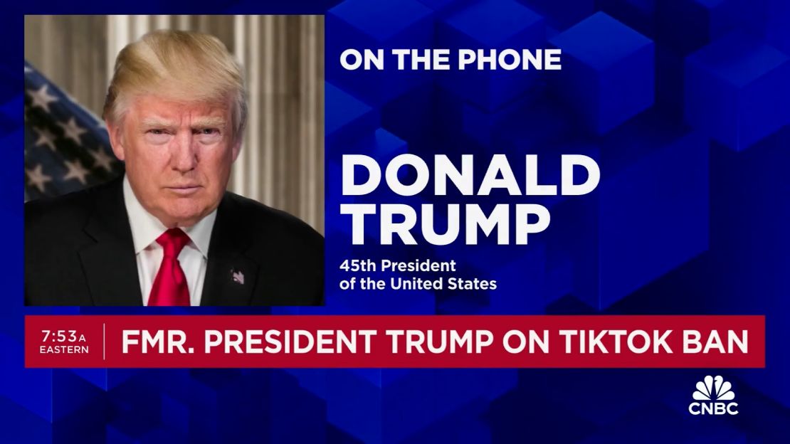 A screen grab taken from a CNBC broadcast of a phone interview with Donald Trump on Monday, March 11. The business news network allowed the twice-impeached, four-time indicted, insurrection-inciting former president a safe harbor to make a number of outrageous and false comments without scrutiny.