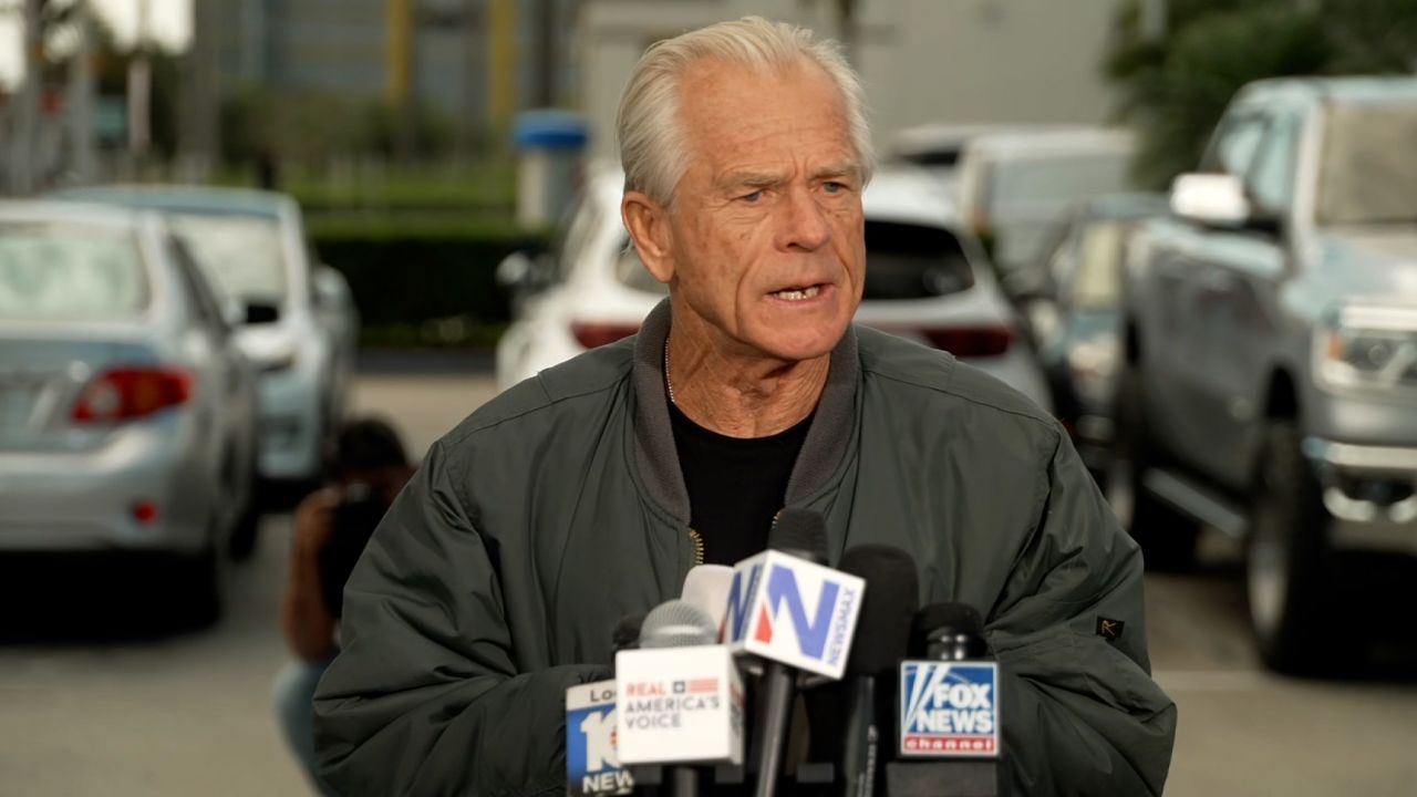 Peter Navarro at a Miami, Florida, gas station on March 19, 2024.