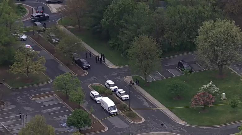 Law enforcement on the scene of a shooting in Greenbelt, Maryland, on Friday, April 19.