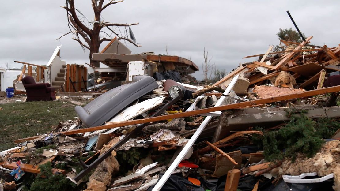 Storm damage is seen near the Slatten brothers' home.