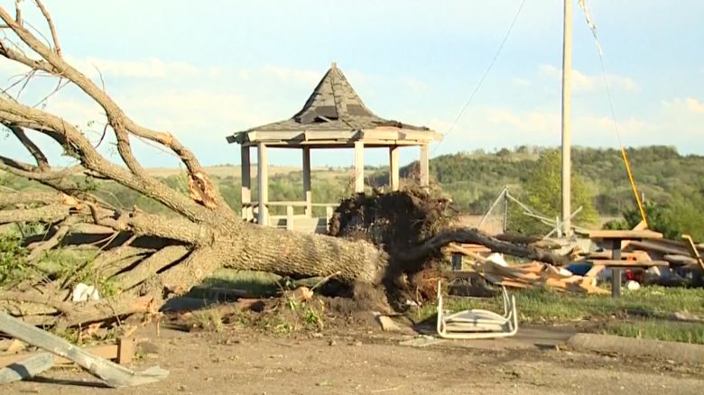 Damage is seen in Pottawatomie County, Kansas, after a tornado hit late Tuesday afternoon.