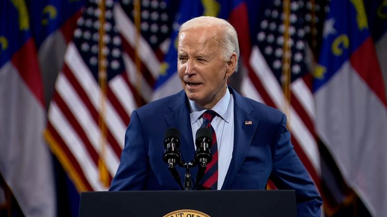 President Joe Biden delivers remarks in Wilmington, North Carolina, on Thursday, May 2, 2024.