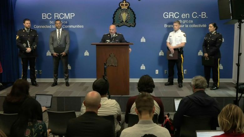 Canadian officials speak at a press briefing on Friday, May 3, regarding arrests made in the killing of Hardeep Singh Nijjar.