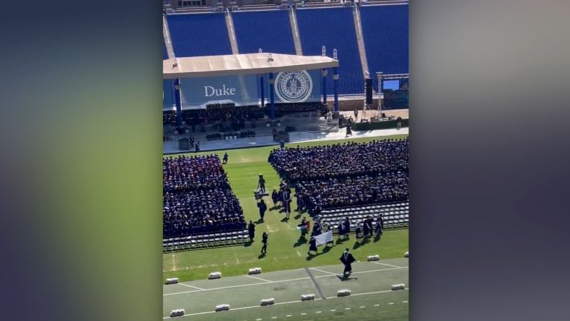 Video: Some students walk out of Duke University commencement