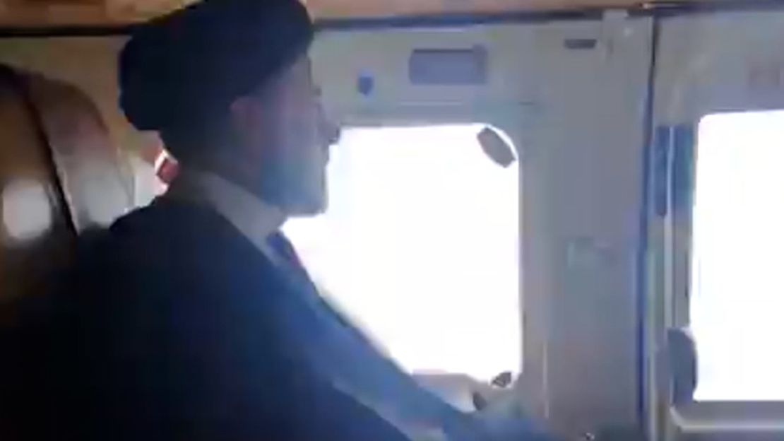 A screen grab from an IRIB via Tasnim News video shows Raisi on a helicopter in Iran on May 19.