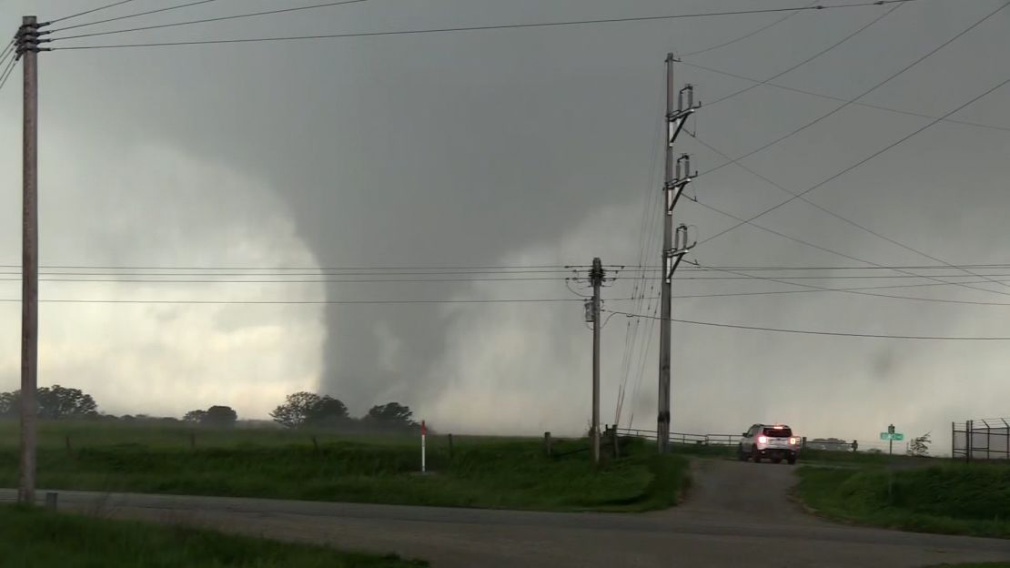 A tornado is seen east of Corning, Iowa, on May 21, 2024.