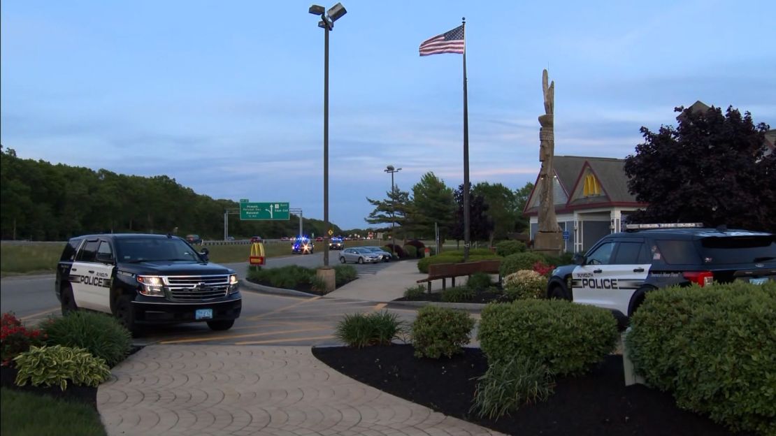 Jared Ravizza is accused of stabbing two people Saturday evening at this McDonald's in Plymouth, Massachusetts.