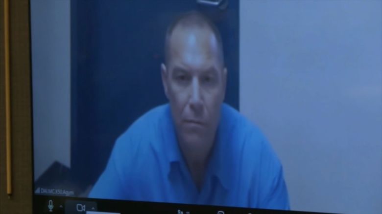 In a still picture taken from a video, Scott Peterson virtually attends a court hearing where his lawyers argued for additional investigation and new DNA testing regarding the murders of Peterson's wife Laci Peterson and their unborn son, whom Peterson was convicted of killing in 2002, on May 29, 2024.