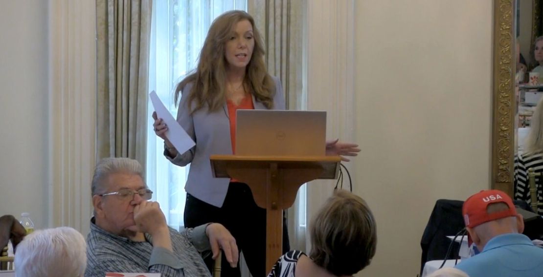 Julie Adams speaks during a Poll Watcher/Poll Worker training seminar in Savannah, GA on July 28, 2022 sponsored by the South East Georgia Republican Assembly, which was the only partisan group involved.