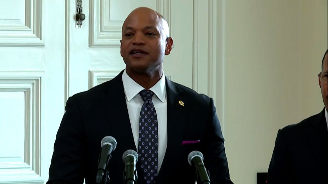 Maryland Gov. Wes Moore speaks during a press conference in Baltimore on Monday.