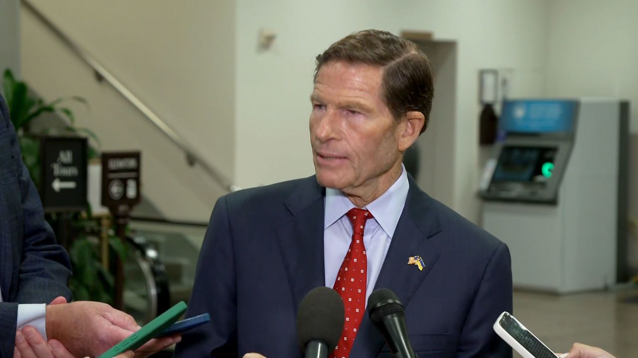 Sen. Richard Blumenthal speaks with the media on Wednesday, September 25.