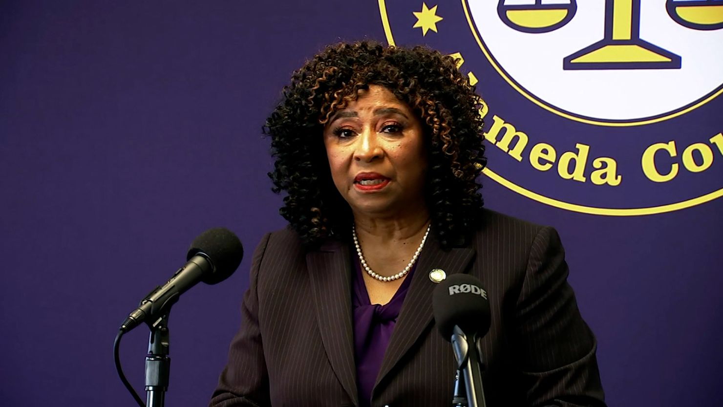 Alameda County District Attorney Pamela Price provided an update on a prosecutorial misconduct probe during a news conference in Oakland, California, on Tuesday.