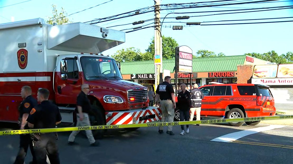 The scene of Friday's fatal accident at a Long Island nail salon.