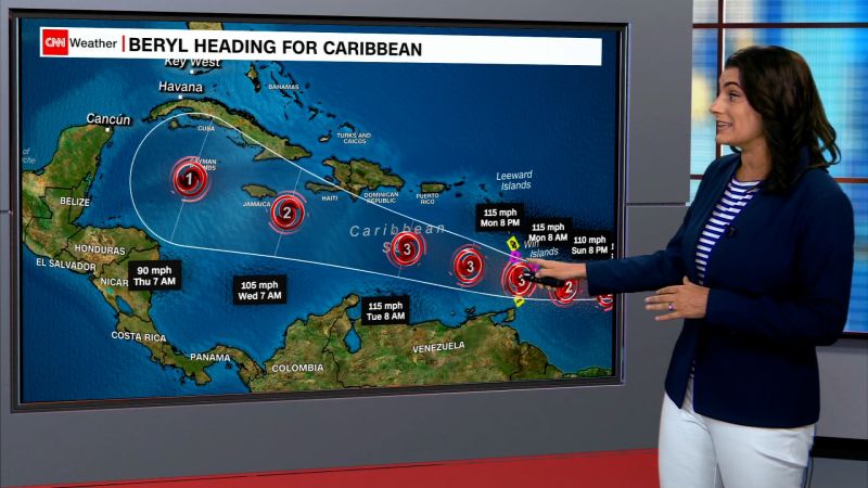 Hurricane Beryl is expected to intensify into a dangerous major storm as it approaches the Caribbean