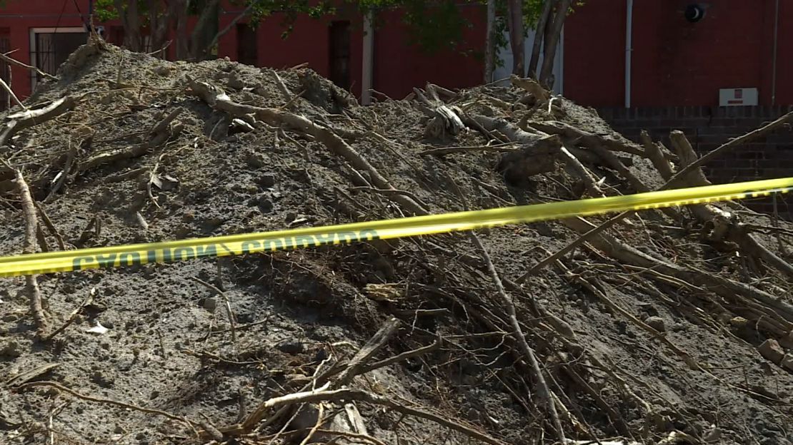 Excavation work is seen at Christ Episcopal Church in Elizabeth City, North Carolina.