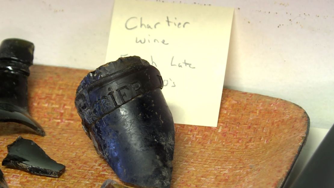 Part of a wine bottle from France was excavated from the site at Christ Episcopal Church in Elizabeth City, North Carolina.