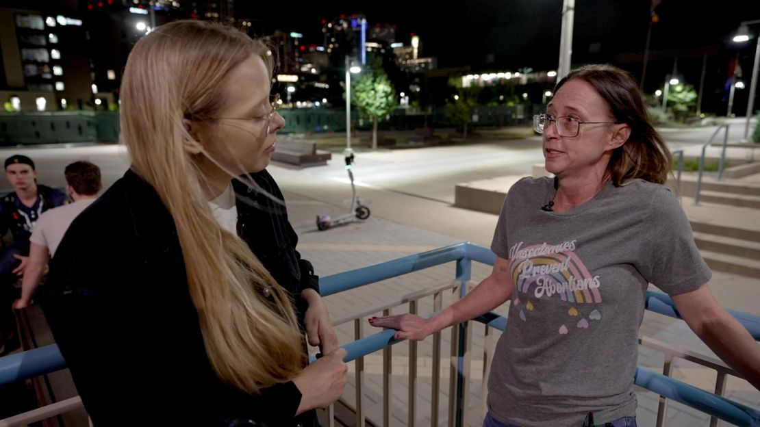 Becky Hofer, right, tells CNN's Elle Reeve she hopes her husband will turn away from Trump too.