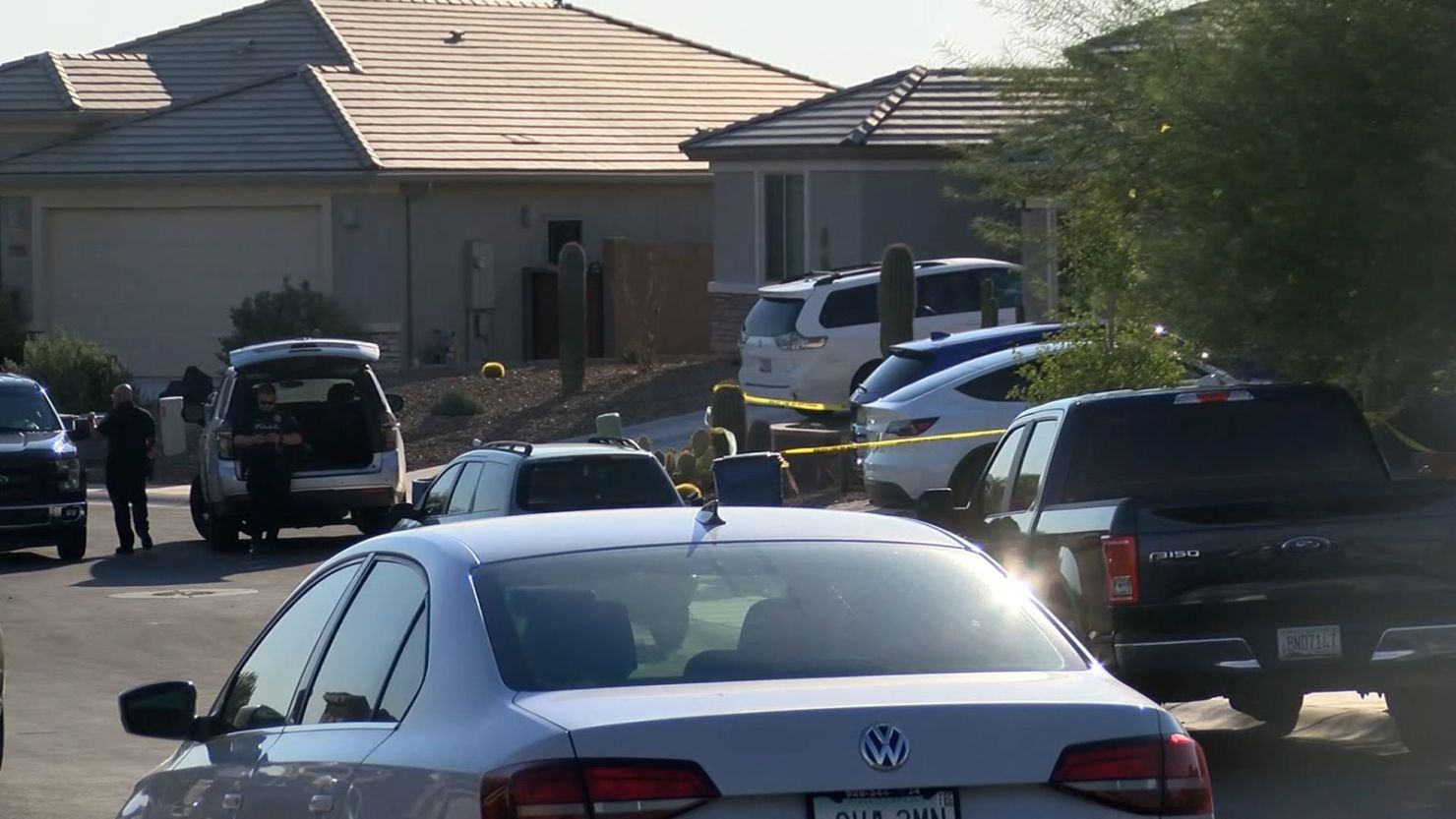 The scene near where police say a 2-year-old girl died after being left in a car outside Tucson, Arizona.