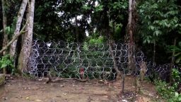 Barbed wire blocks a passage at the Panama-Colombia border, as seen from Bogota, Colombia, on July 5, 2024.