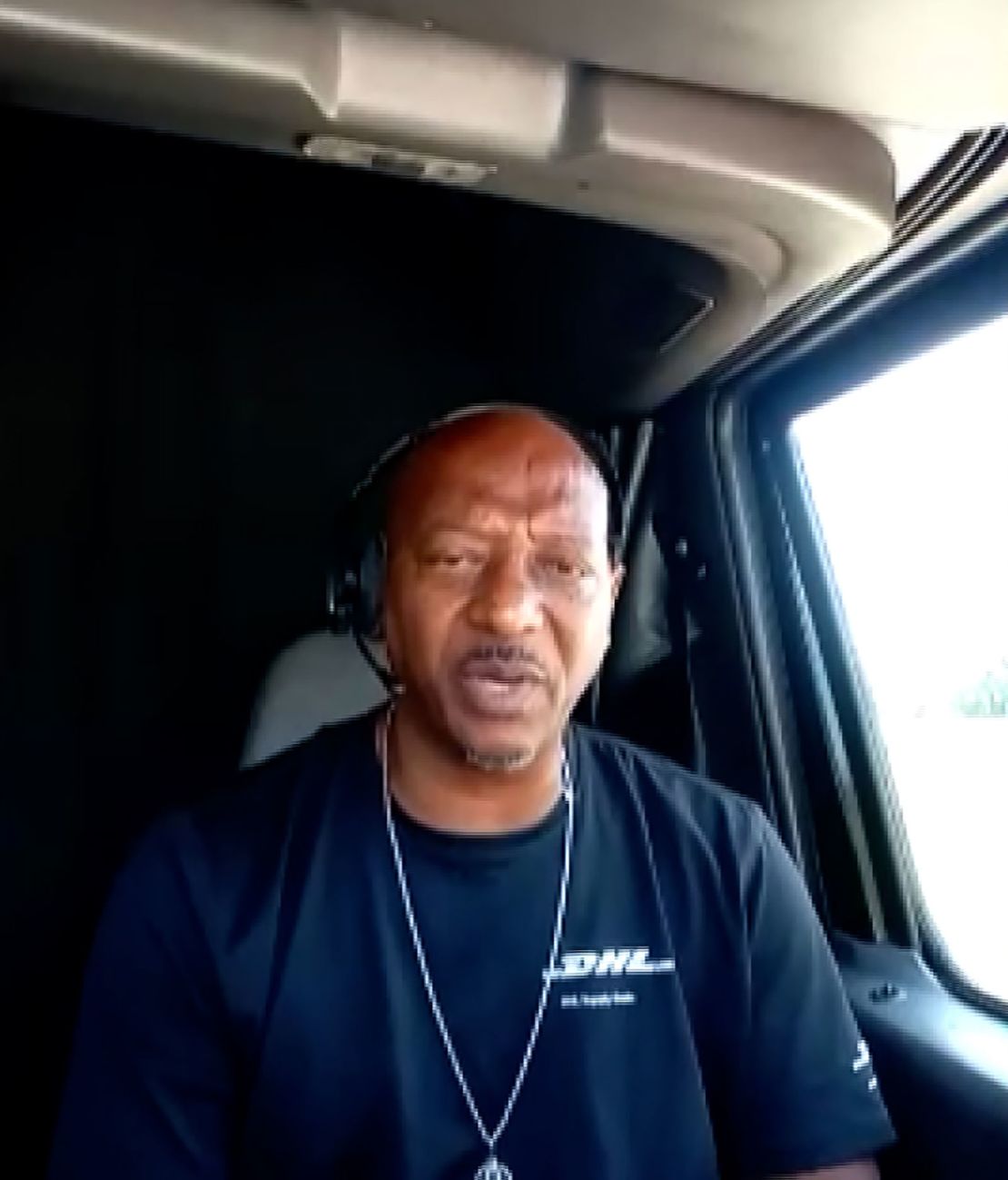 In this still from a video, truck driver Reginald Walton speaks to CNN affiliate KADN.