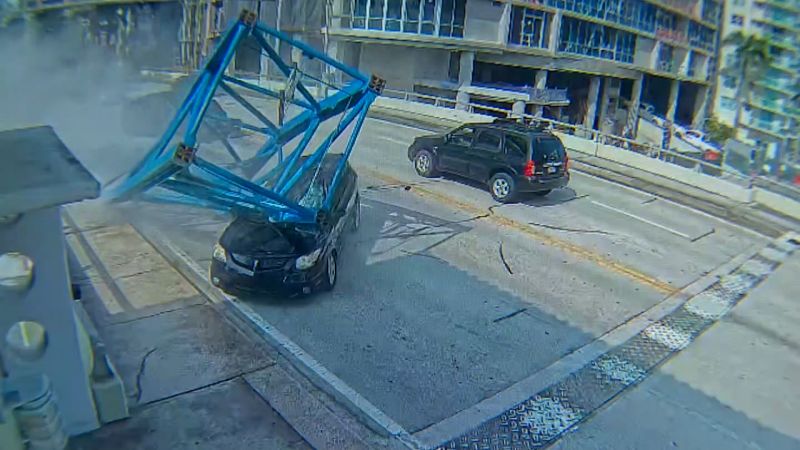 Video: New video shows moment crane crashes onto cars during rush hour