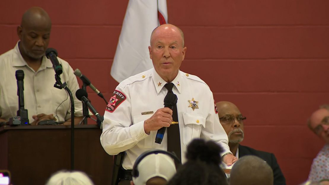 Sangamon County Sheriff Jack Campbell speaks during a listening session in Springfield on Monday night.