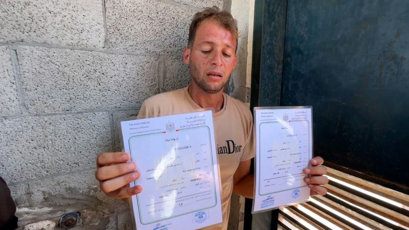 A Gazan father went to register his twins’ births. They were killed in an Israeli airstrike, Palestinian officials say | CNN