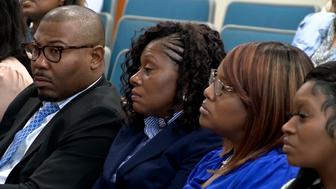 Family of Ajike “AJ” Owens in the courtroom during a hearing in the trial of Susan Lorincz on August 14, 2024.