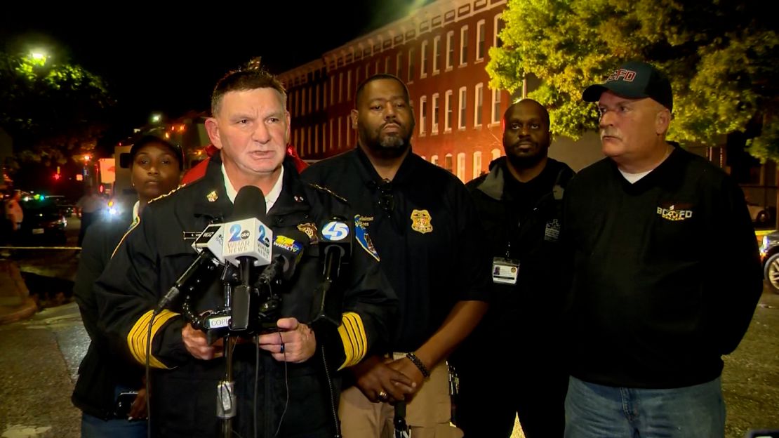 Baltimore Police Commissioner Richard Worley speaks at a news conference following a mass shooting in Baltimore Sunday.