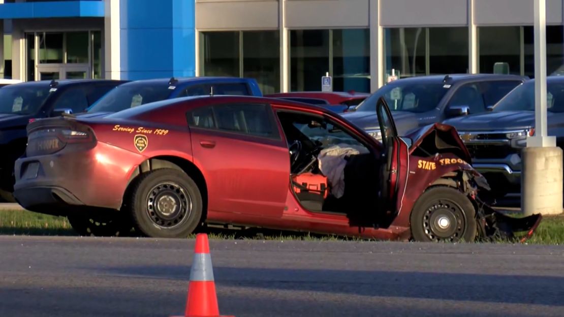 The Minnesota State Patrol car that was involved in the crash.