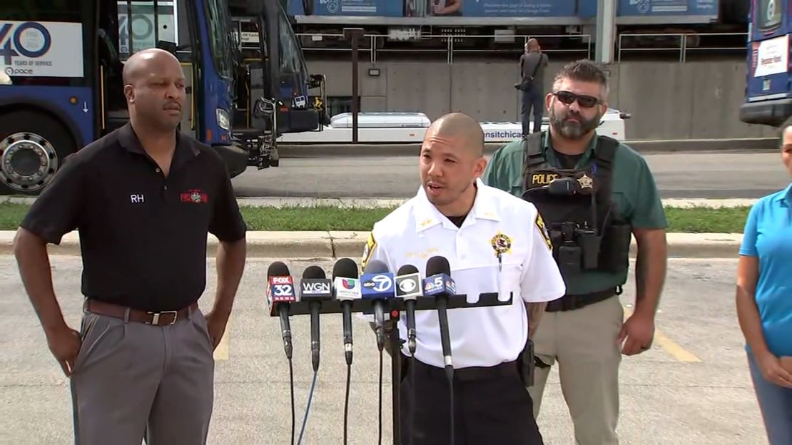 Forest Park Deputy Chief Chris Chin speaks at a Monday news conference.