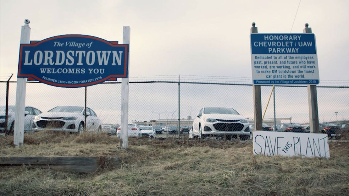 A sign outside the Lordstown plant before it closed.